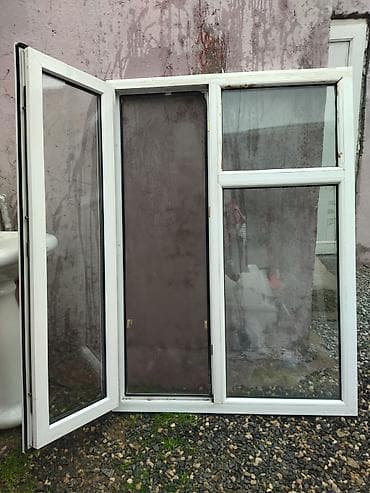 Quru inşaat materialları: PVC pəncərə və qapı dəsti - Material: ağ rəngli PVC profil - Pəncərə — 1