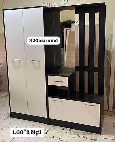 2 qapılı, Güzgülü, Qara, Açılan, Düz dolab