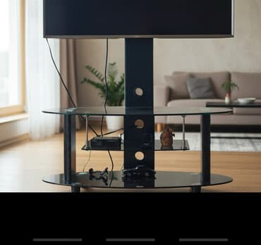 подставка для телефона в машину: Прямой ТВ стенд, С полками, Стеклянный — 1