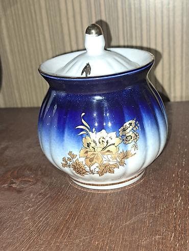 sud separatoru: Çay dəsti, rəng - Göy, Kobalt, 6 nəfərlik, SSRİ — 3