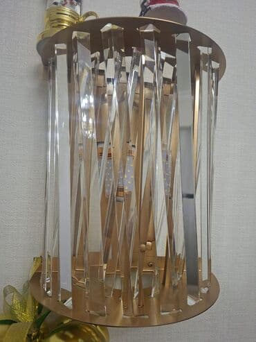 gece lampası: Kristal dekorlu divar bra - Material: metal gövdə (qızılı rəng) + — 5