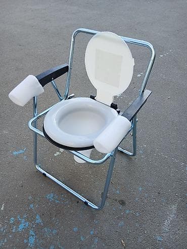 Xəstələr üçün unitazlar: Daşınan tualet stulu (komod stul) - Qatlanan metal karkas: yüngül və — 6