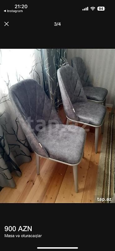 Qonaq otağı üçün, Açılmayan, Dördbucaq masa, 6 stul