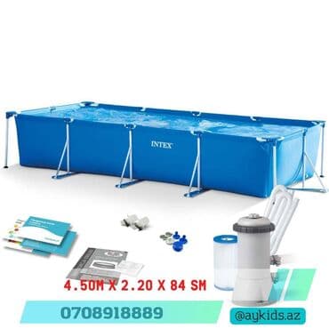 intex 732 x 366 x 132: Karkaslı Çərçivəli Hovuz Intex 450x220x84 sm Düzbucaqlı hovuz Intex — 1