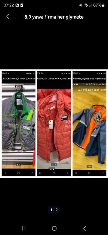 Джинсы и брюки: Uşaq geyim dəsti – 8-9 yaş Brendlər: Zara, Geox, Waikiki Tərkib: - — 9