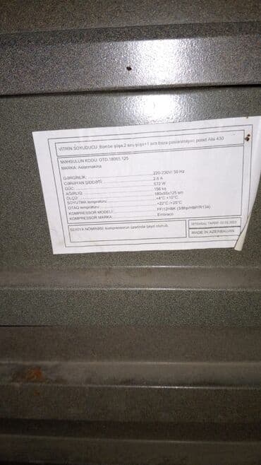 vitrin soyuducular: Vitrin Soyuducu – Aslanmakina OTD.18065.125 - Tip: Bombə şüşəli — 3