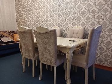 Для гостиной, Б/у, Прямоугольный стол, 6 стульев
