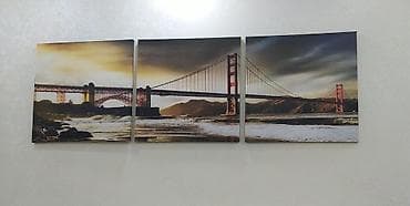 pileken sekilleri: Üç parçalı divar tablo seti – Golden Gate körpüsü mənzərəsi — 1