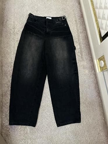 Digər kişi geyimləri: Qara rəngli geniş kəsimli cins şalvar - Rəng: tünd qara, yüngül — 1