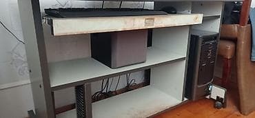 plastik masalar: Kompüter masası – təkərli, çox bölməli model - Geniş üst səth — 2