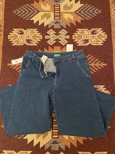 cins şalvar modelleri 2023: Hec geyinilmeyib etiketi ustunde uc cins ikisi qara biri cins trapesdi — 3