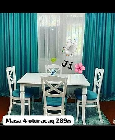 moyka hamam: Mətbəx üçün, Yeni, Açılmayan, Dördbucaq masa, 4 stul — 1