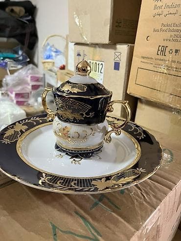 Çay dəsti, rəng - Göy, Farfor — 3