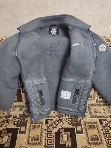 böyük bədən kişi geyimləri: Gödəkcə boz flis jaket - Material: qalın, yumşaq flis (isti saxlayan — 6