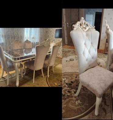 mişar daşının qiyməti 2022: Masa desti 6 stulla təzədi üstü təmiz mermerdi,baha alınıb satılır — 1