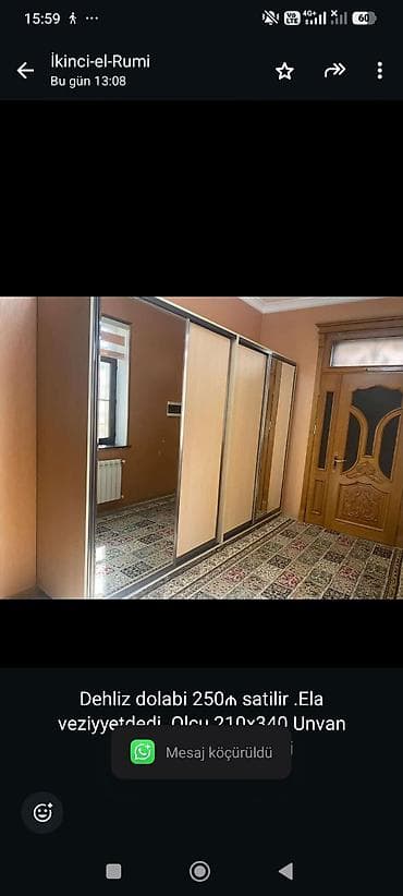 Dehliz dolabi 250₼ satilir .Ela veziyyetdedi .Olcu 210x340 Unvan