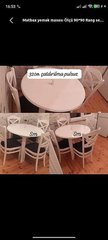 metbext: Mətbəx üçün, Yeni, Açılmayan, Kvadrat masa, 4 stul — 1
