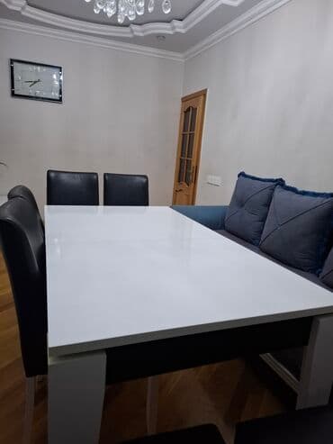 fırlanan stollar: İşlənmiş, Açılan, Dördbucaq masa, 6 stul — 7