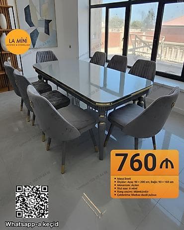 Açılan, Dördbucaq masa, 6 stul