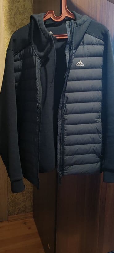 фатзорб купить оригинал: Adidas kişi hoodie/jaket hibrid model - Rəng: qara - Ön hissə: yüngül — 2