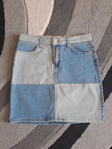 honor smart: Qadınlar üçün denim mini ətək - Model: patchwork dizaynlı cins mini — 2