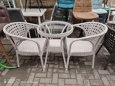 Yeni, Yumru masa, 2 stul, Açılmayan, Stullar ilə, Həsir toxunuşlu, Azərbaycan — 2