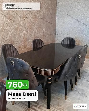 kohnə stul: Masa Dəsti – 90×160/200 sm - Mexanizm: açılan (uzadıla bilən) - — 1
