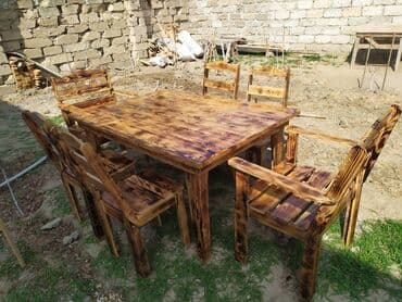 Ev üçün mebel: Bağ evləri, restoran (kafe pub ) üçün taxta masa ve oturacaq — 4