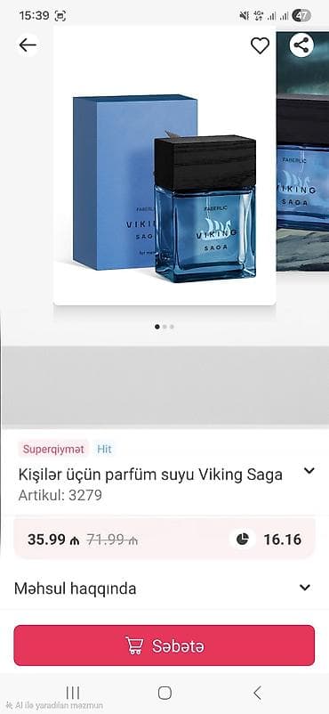 kişi ucun: Faberlic Viking Saga – kişilər üçün parfum suyu Artikul: 3279 — 1