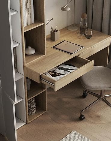 Ofis dəst mebeli: Minimalist iş masası və saxlama modulu dəsti - Dizayn: Skandinaviya — 5