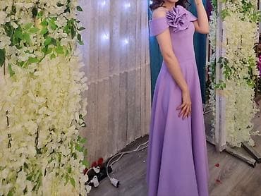 Lilac rəngdə, zərif axıcı parçadan maxi uzunluqda ziyafət/libas. - — 1