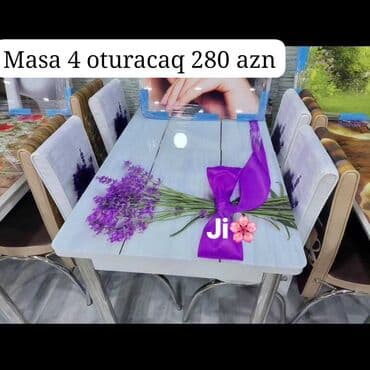 kirayə stol stul: Для кухни, Новый, Нераскладной, Прямоугольный стол, 4 стула — 37