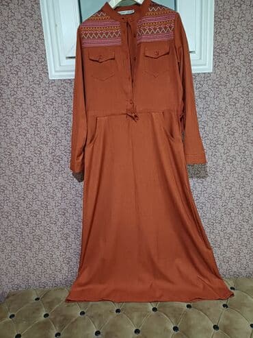 женские платья из вискозы: Повседневное платье, Макси, L — 2