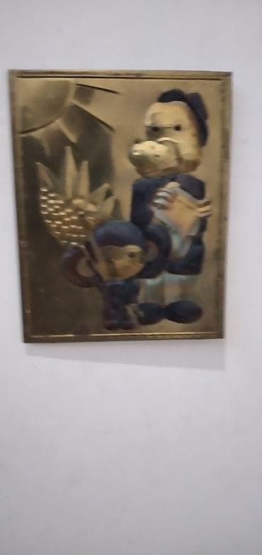 en ucuz perdeler: Metal relyef tablo – “Çeburaşka və Genanın səfəri” motivi - Material — 2