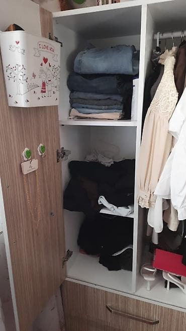 acilan carpayi: İşlənmiş, 2 qapılı, Güzgülü, Bej, Taxta, Açılan, Düz dolab — 2