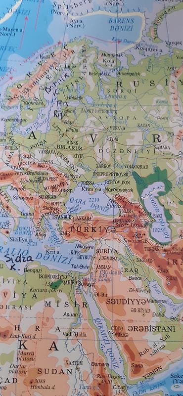 dunya xerıtesı: 4 xəritə - Dünya və Azərbaycanın fiziki və siyasi xəritələri. 3ü — 5