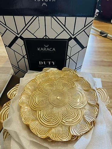 Tort və şiriniyyat qabı, rəng - Qızılı, Şüşə, Türkiyə