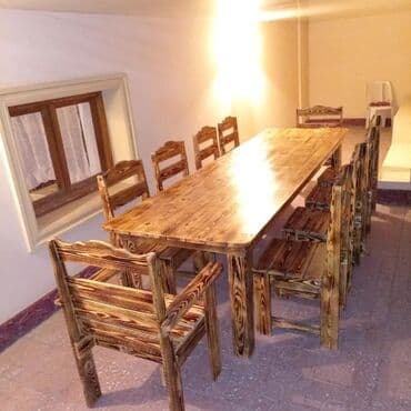 taxt doşəyi: Yeni, Kvadrat masa, Açılmayan, Stullar ilə, Taxta, Azərbaycan — 6