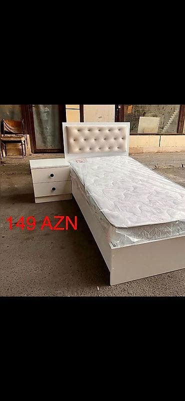 Ağ rəngdə tək nəfərlik çarpayı dəsti. Yumuşaq, düyməli kapitone lalafo.az -da Ağ rəngdə tək nəfərlik çarpayı dəsti. Yumuşaq, düyməli kapitone