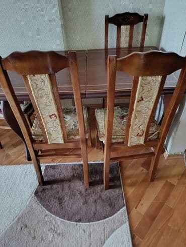 Masalar: Qonaq otağı üçün, Açılmayan, Dördbucaq masa, 4 stul — 1