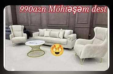 Möhtəşəm yumşaq mebel dəsti – 990 AZN Dəst tərkibi: - 1 ədəd 3 — 1