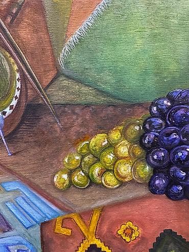 prezident sekilleri: Rəsm əsəri – “Azərbaycan” mövzulu natura-mort - Texnika: yağlı boya - — 2