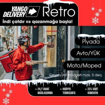 gece smeni is: Sürücü-kuryer tələb olunur, Şəxsi nəqliyyat vasitəsi ilə, Saatlıq ödəniş, Təcrübəsiz — 1