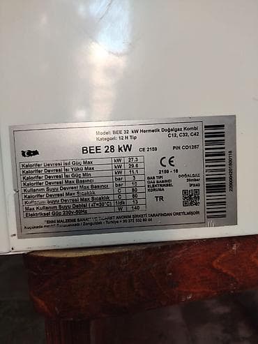kalorifer: Senator markalı hermetik qaz kombisi - Model: BEE 28 kW (etiketdə — 2