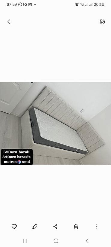 Yataq dəsti – yumşaq başlıq və karkasla. Künc divar boyunca uzanan — 1