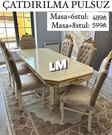 Qonaq otağı üçün, Açılmayan, Dördbucaq masa, 6 stul