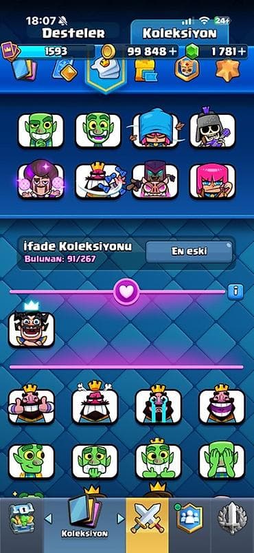 clash royale: Clash Royale hesabı - Kasa: 99 848 qızıl, 1 781 daş - Kupa: 12 893 - — 4