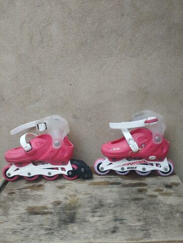 İdman qidaları: Uşaq üçün inline konki cütü - Rəng: çəhrayı/ağ - Markalanma — 2