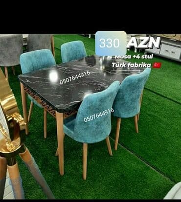 Fizika: Mətbəx üçün, Yeni, Açılan, Dördbucaq masa, 4 stul — 7