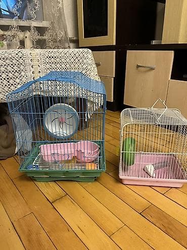 Hamster və ya kiçik gəmiricilər üçün iki ədəd qəfəs komplekti Mavi